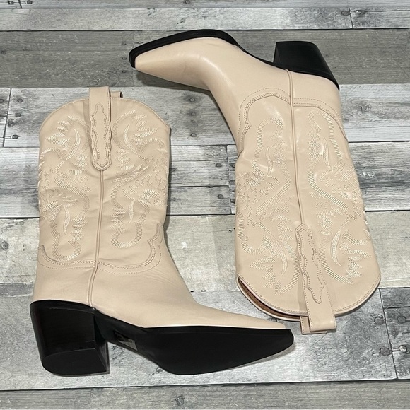 Jeffrey Campbell DAGGET Mid-Calf Western Heeled Boots in Natural Color - Sz - 6 - Picture 10 of 16